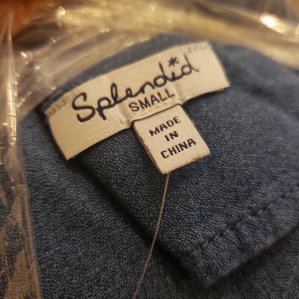 Splendid chambray Paperbag Tie Waist blue Jumpsuit size small - Picture 9 of 9